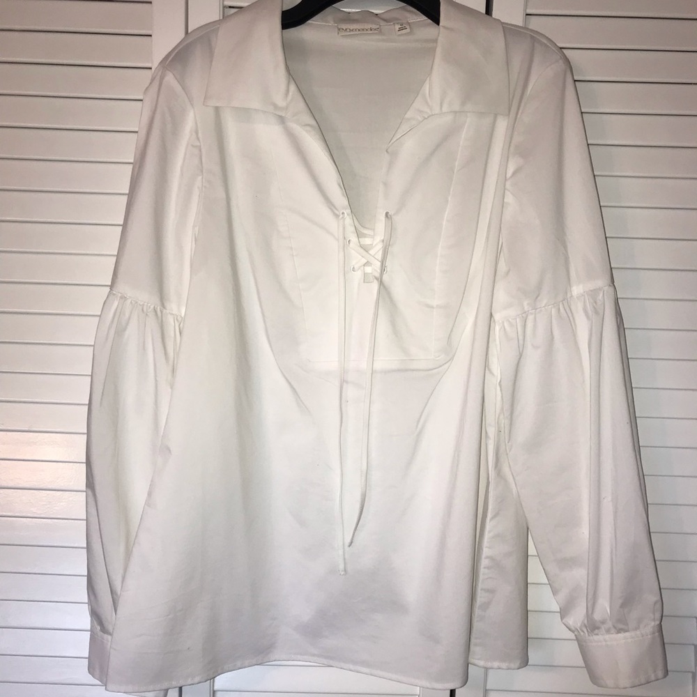 Eva Mendes lace up blouse